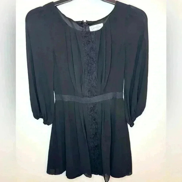 Jessica Simpson Womens Black Chiffon Lace Pleated Dress Size 8 - Picture 1 of 7